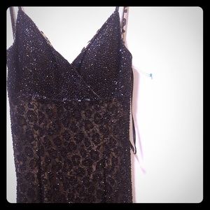 Andretta Donatello leopard Navy embellished dress
